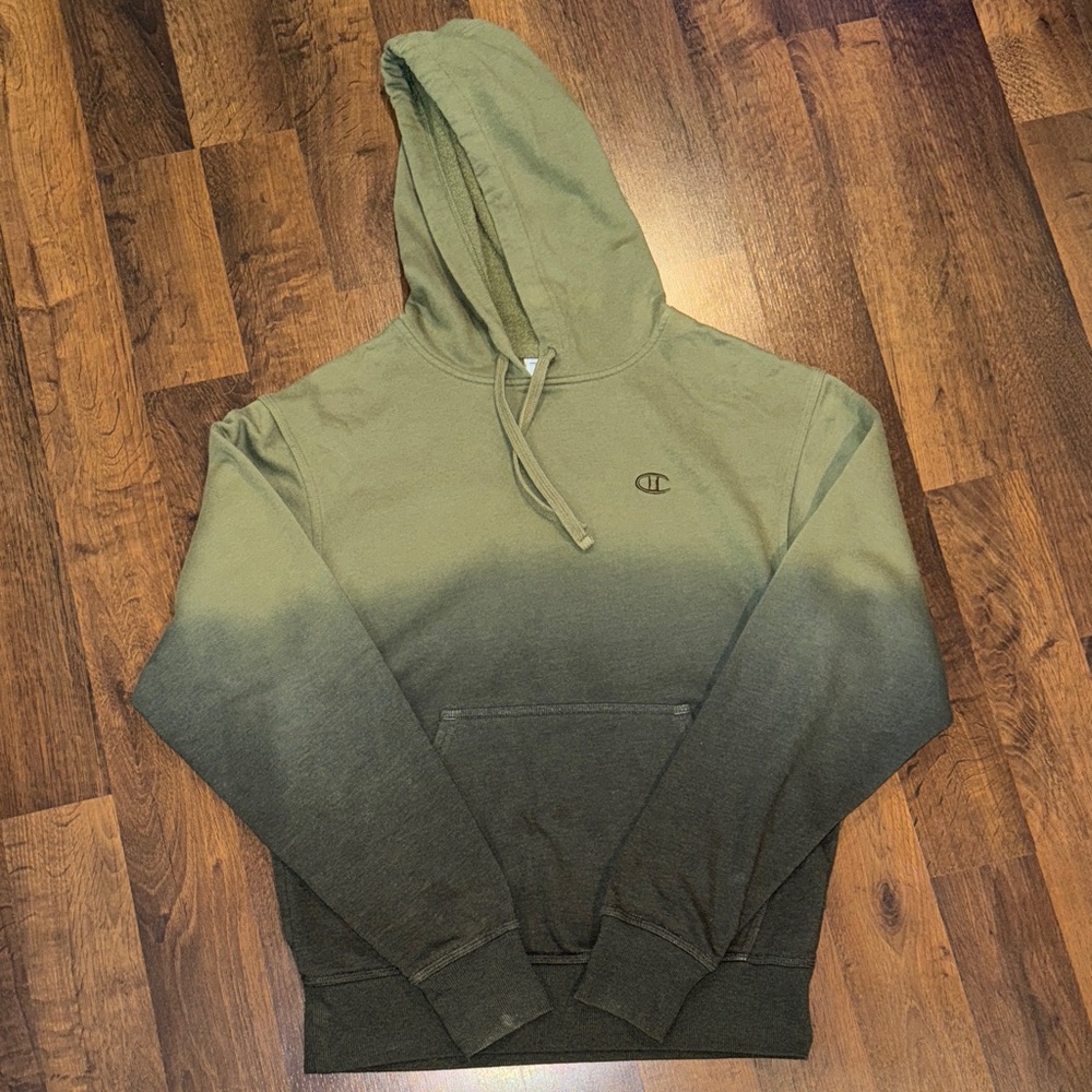 Champion Olive to Dark Green Ombre Hoodie (men’s size SMALL)
